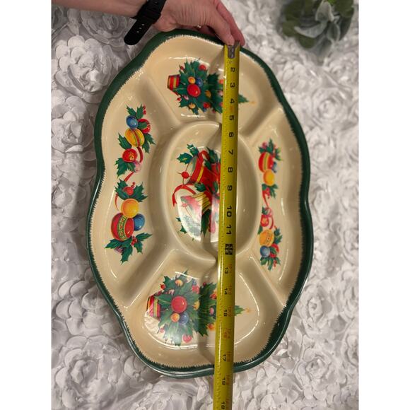Vintage Christmas Holidays Divided Serving Snack Party Tray Berman Industries - Picture 2 of 8